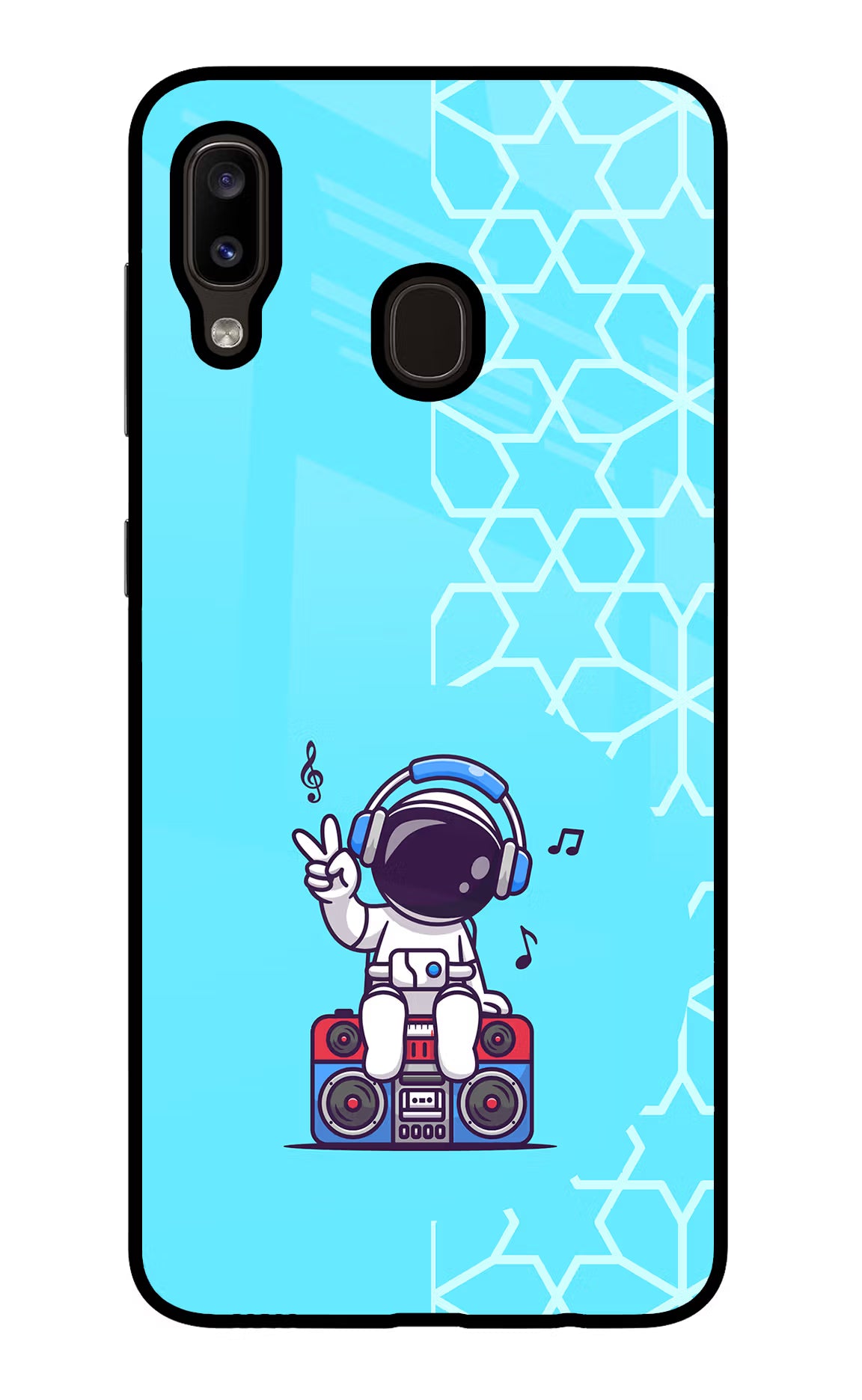 Cute Astronaut Chilling Samsung A20/M10s Glass Case Back Cover by Casekaro
