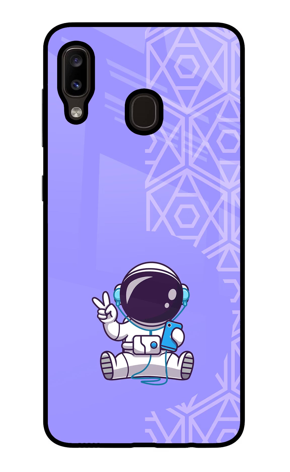 Cute Astronaut Chilling Samsung A20/M10s Glass Case Back Cover by Casekaro