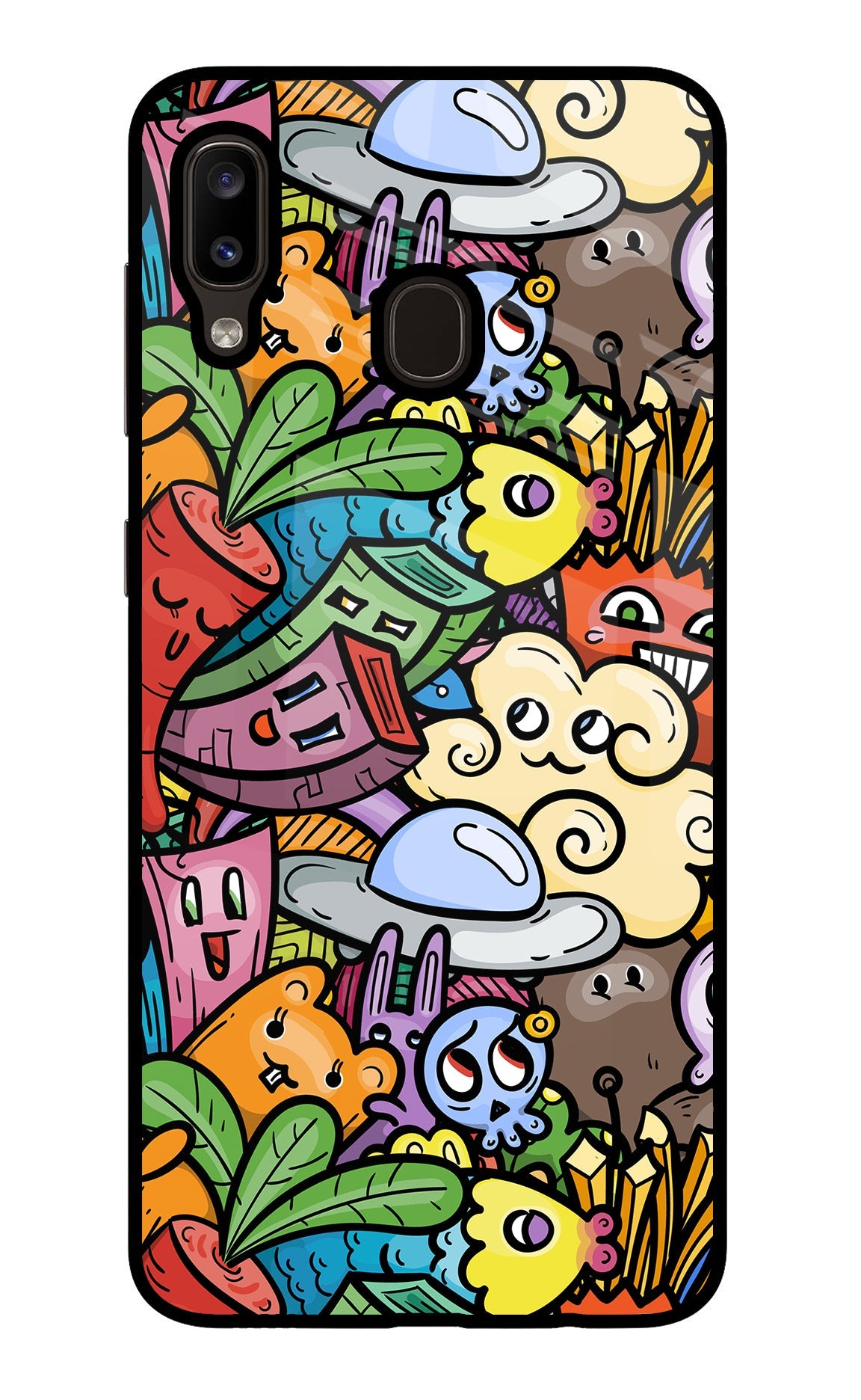 Veggie Doodle Samsung A20/M10s Glass Case