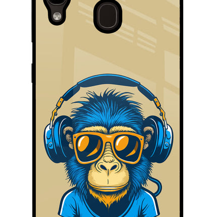Monkey Headphone Samsung A20/M10s Glass Case Back Cover by Casekaro