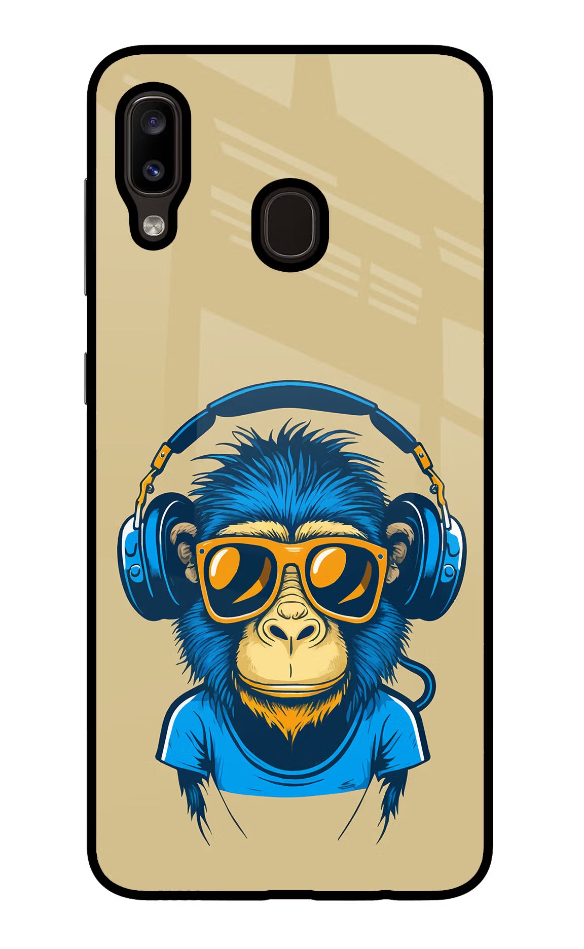Monkey Headphone Samsung A20/M10s Glass Case Back Cover by Casekaro