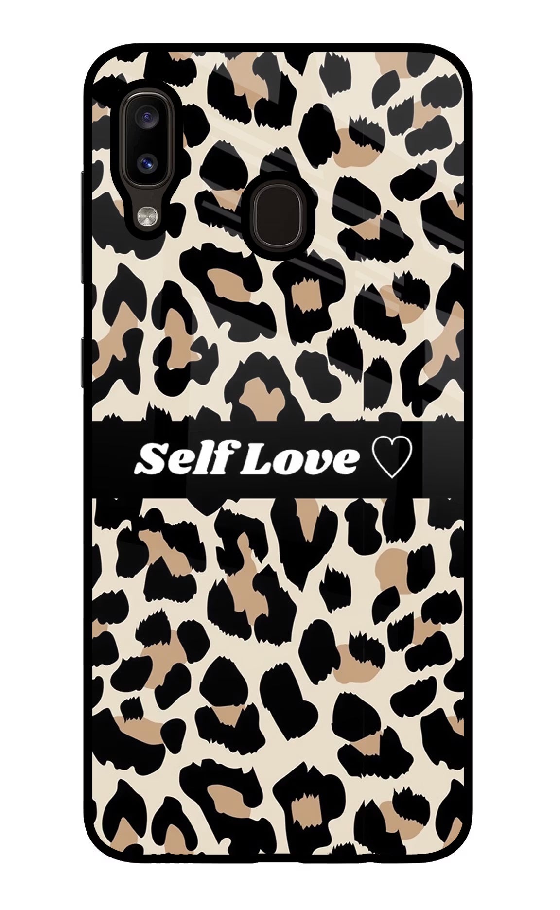 Leopard Print Self Love Samsung A20/M10s Glass Case Back Cover by Casekaro
