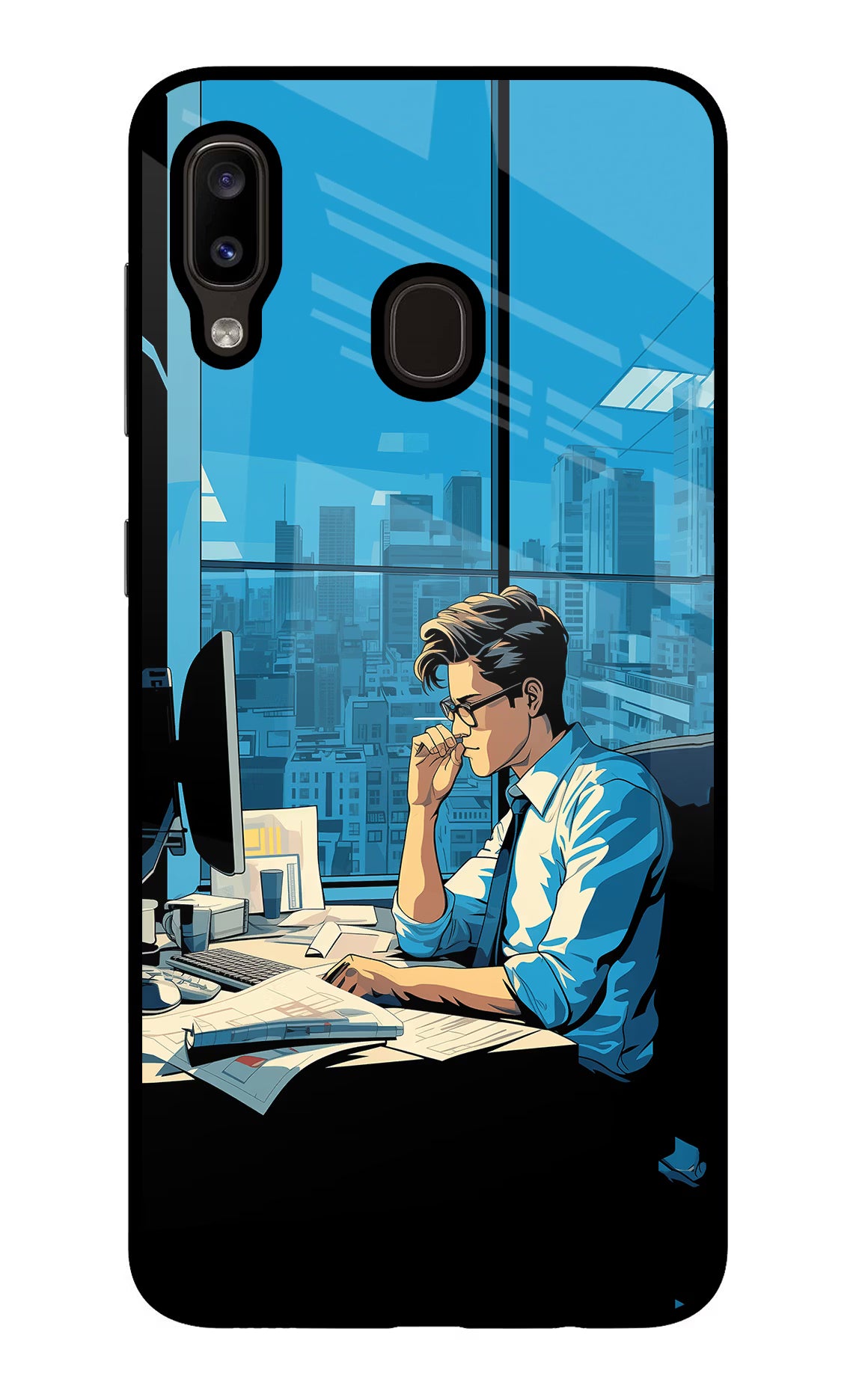 Focused Hustler (AI Generated) Samsung A20/M10s Glass Case Back Cover by Casekaro