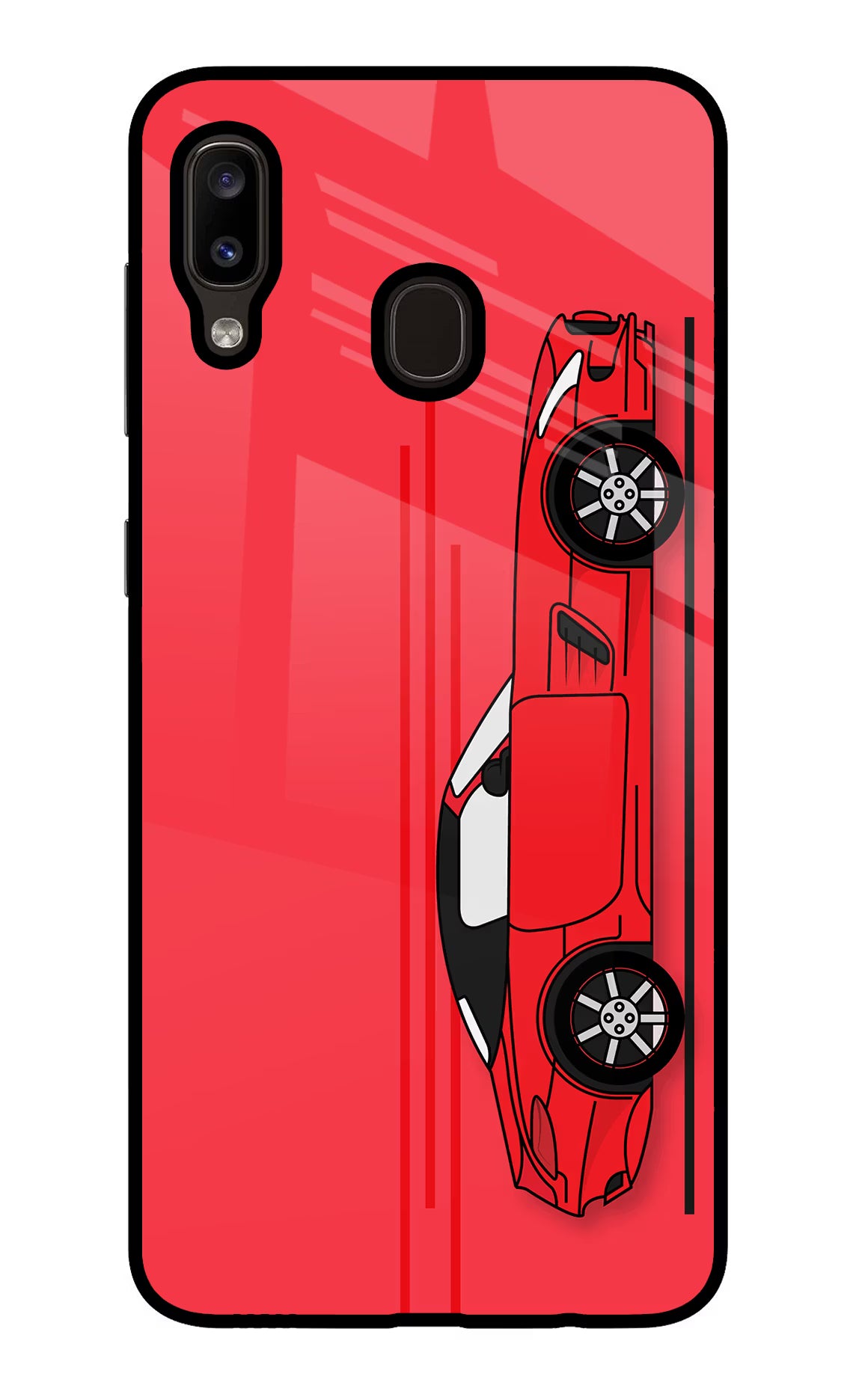 Red Velocity Samsung A20/M10s Glass Case Back Cover by Casekaro