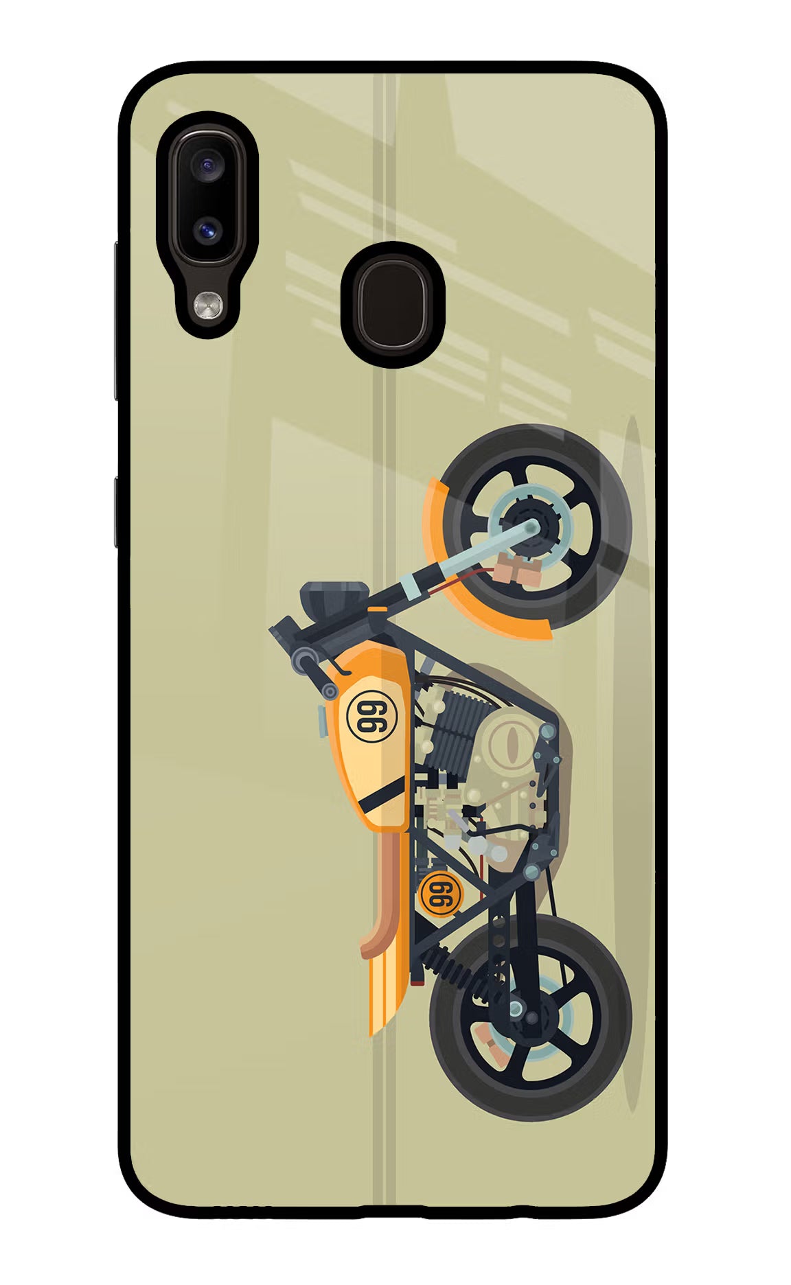 Vertical Speedster Samsung A20/M10s Glass Case Back Cover by Casekaro