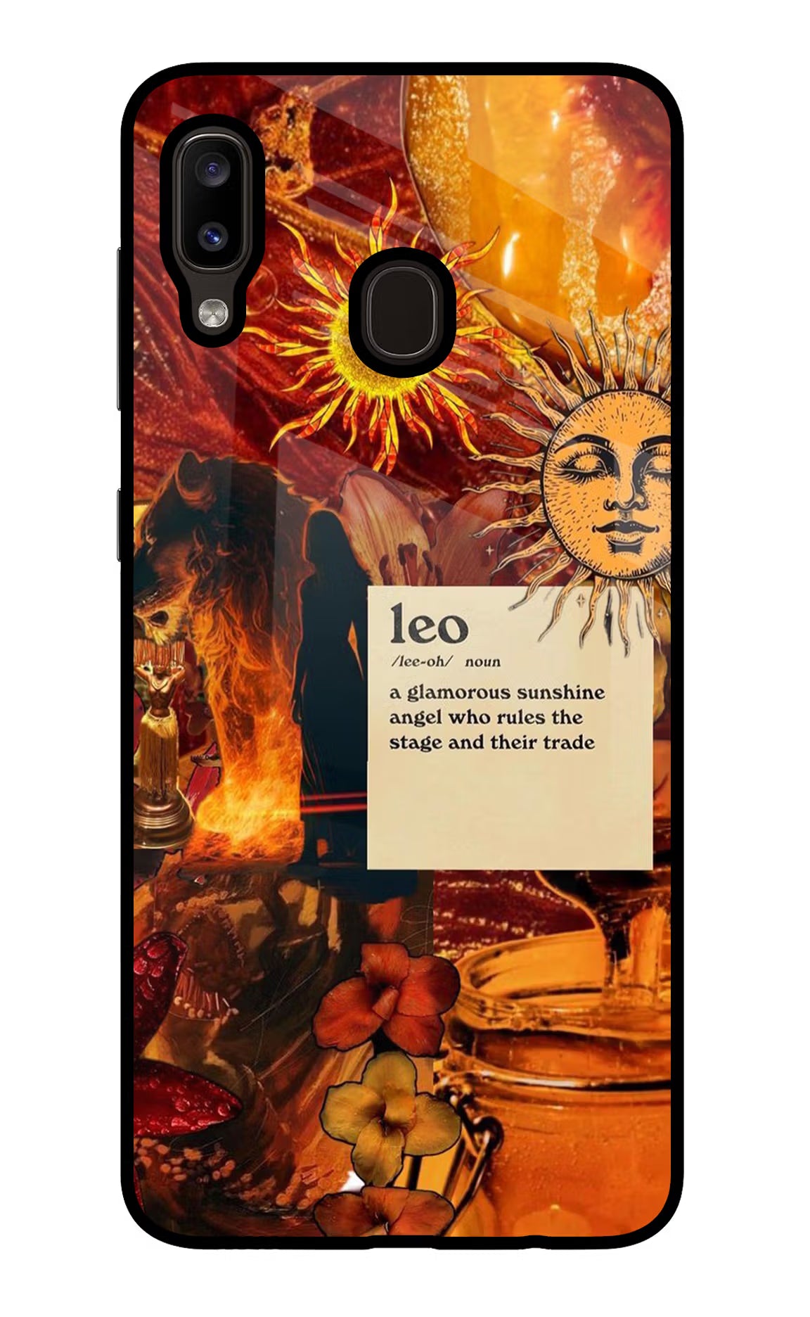 Leo Zodiac Samsung A20/M10s Glass Case Back Cover by Casekaro