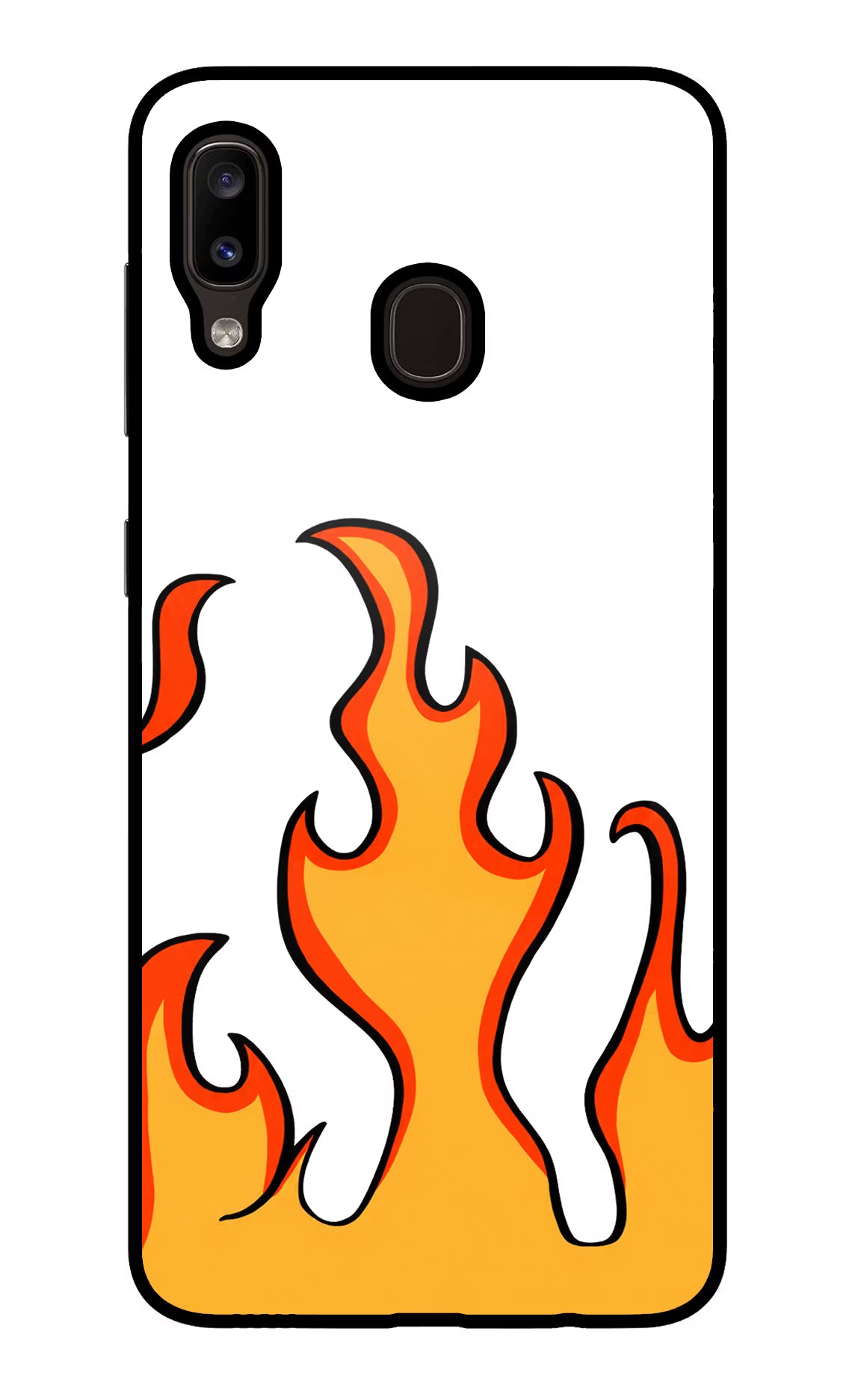 Fired Up – White Samsung A20/M10s Glass Case Back Cover by Casekaro