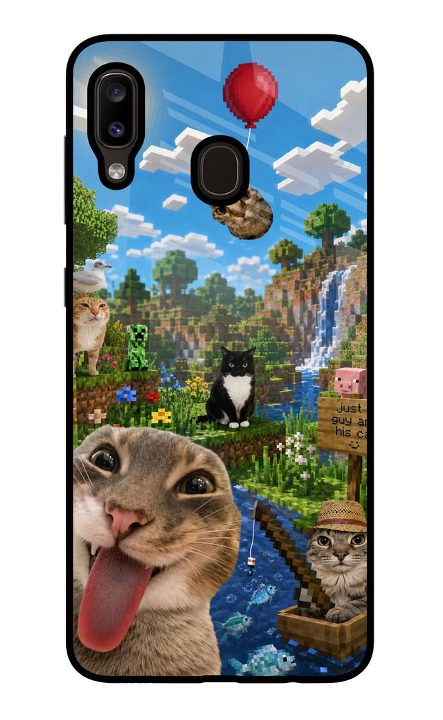 Minecraft Cat Chaos Samsung A20/M10s Glass Case