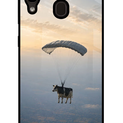 Skydiving Cow Samsung A20/M10s Glass Case
