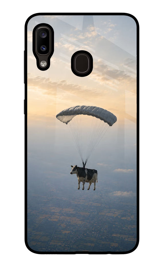 Skydiving Cow Samsung A20/M10s Glass Case