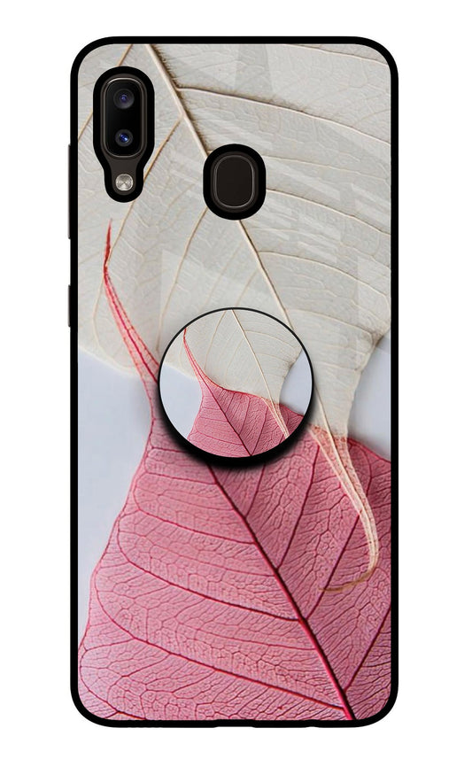 White Pink Leaf Samsung A20/M10s Glass Case