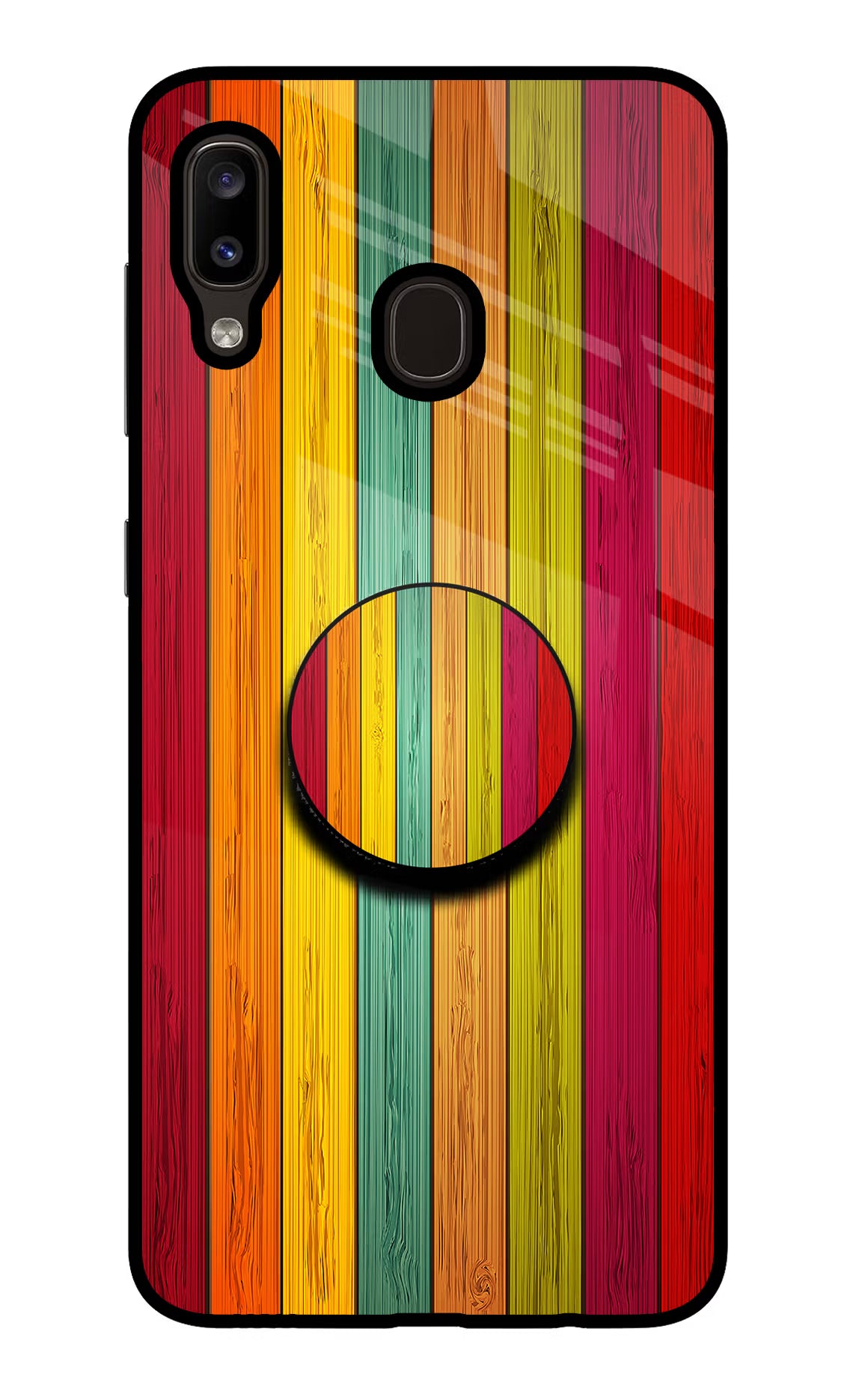 Multicolor Wooden Samsung A20/M10s Pop Case by Casekaro