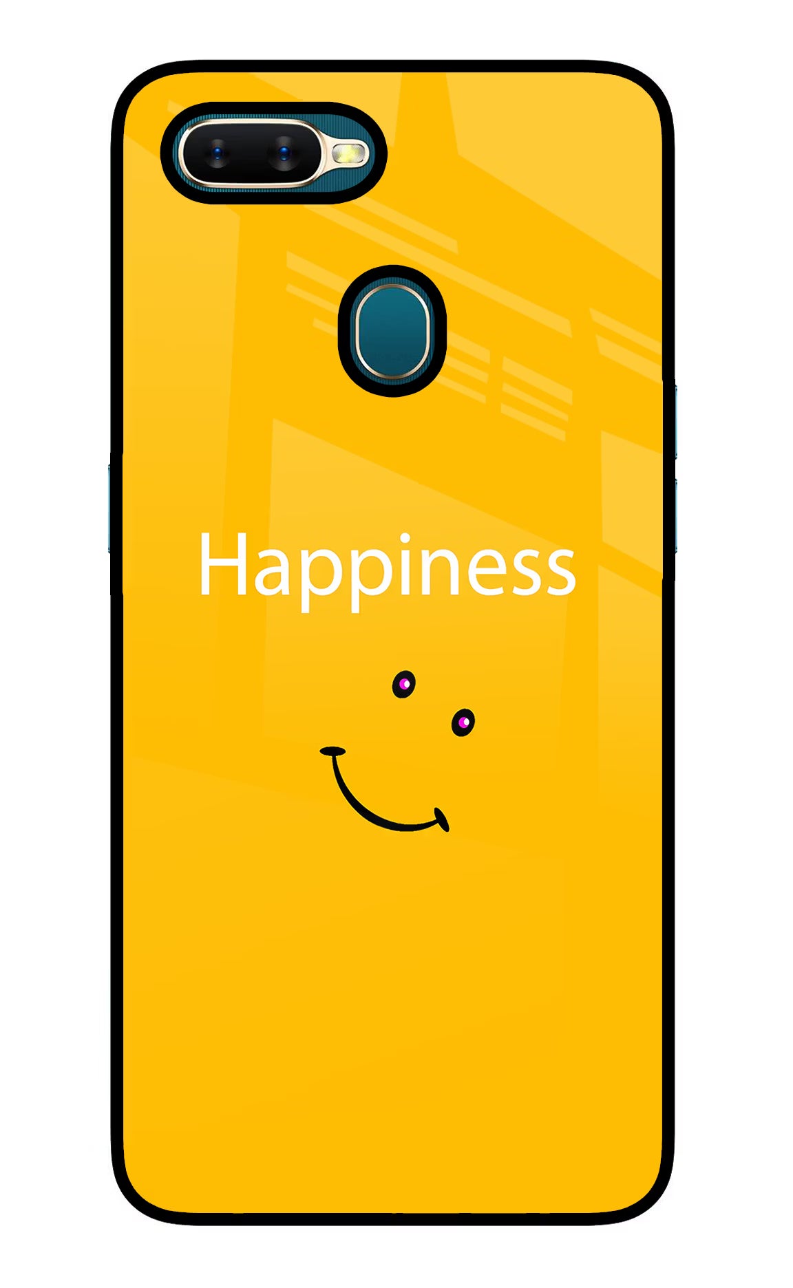 Happiness With Smiley Oppo A7/A5s/A12 Glass Case Back Cover by Casekaro