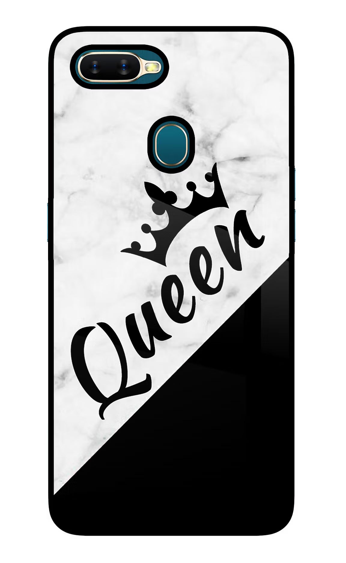 Queen Oppo A7/A5s/A12 Glass Case Back Cover by Casekaro