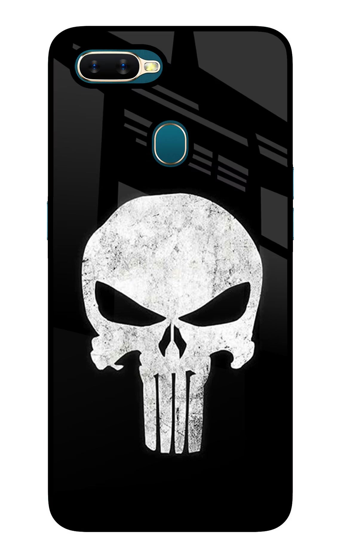 Punisher Skull Oppo A7/A5s/A12 Glass Case Back Cover by Casekaro
