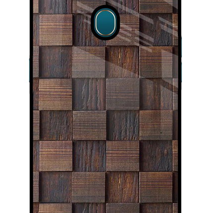 Wooden Cube Design Oppo A7/A5s/A12 Glass Case Back Cover by Casekaro