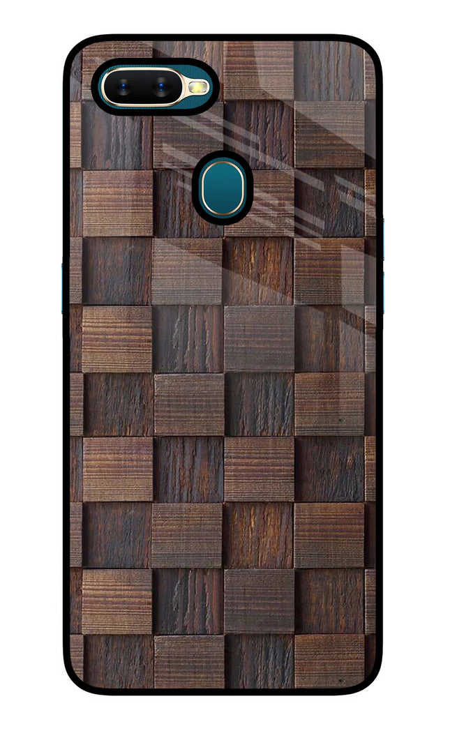 Wooden Cube Design Oppo A7/A5s/A12 Glass Case Back Cover by Casekaro