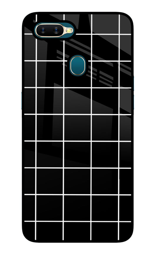 White Grid Oppo A7/A5s/A12 Glass Case