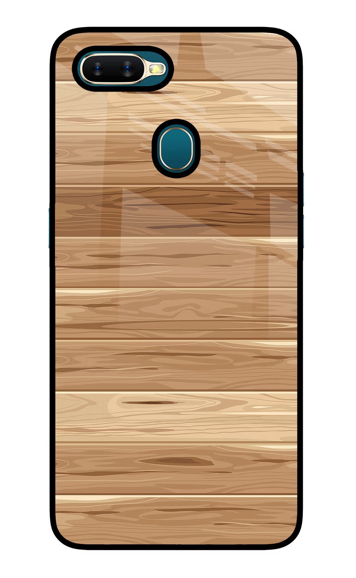 Wooden Vector Oppo A7/A5s/A12 Glass Case Back Cover by Casekaro