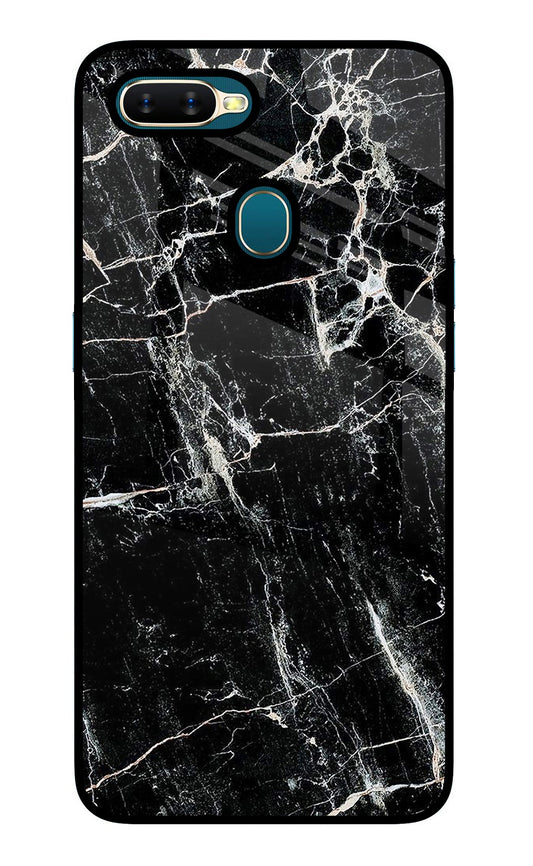 Black Marble Texture Oppo A7/A5s/A12 Glass Case