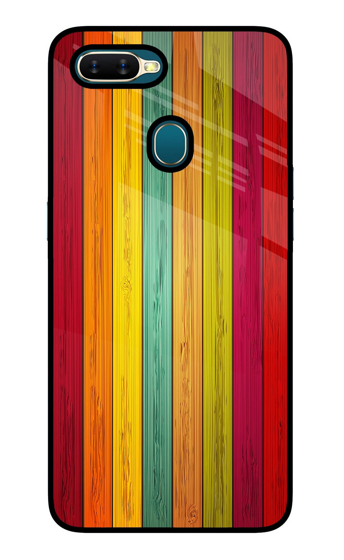 Multicolor Wooden Oppo A7/A5s/A12 Glass Case