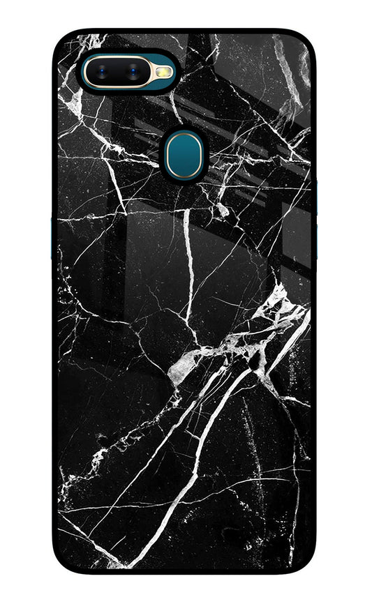 Black Marble Pattern Oppo A7/A5s/A12 Glass Case