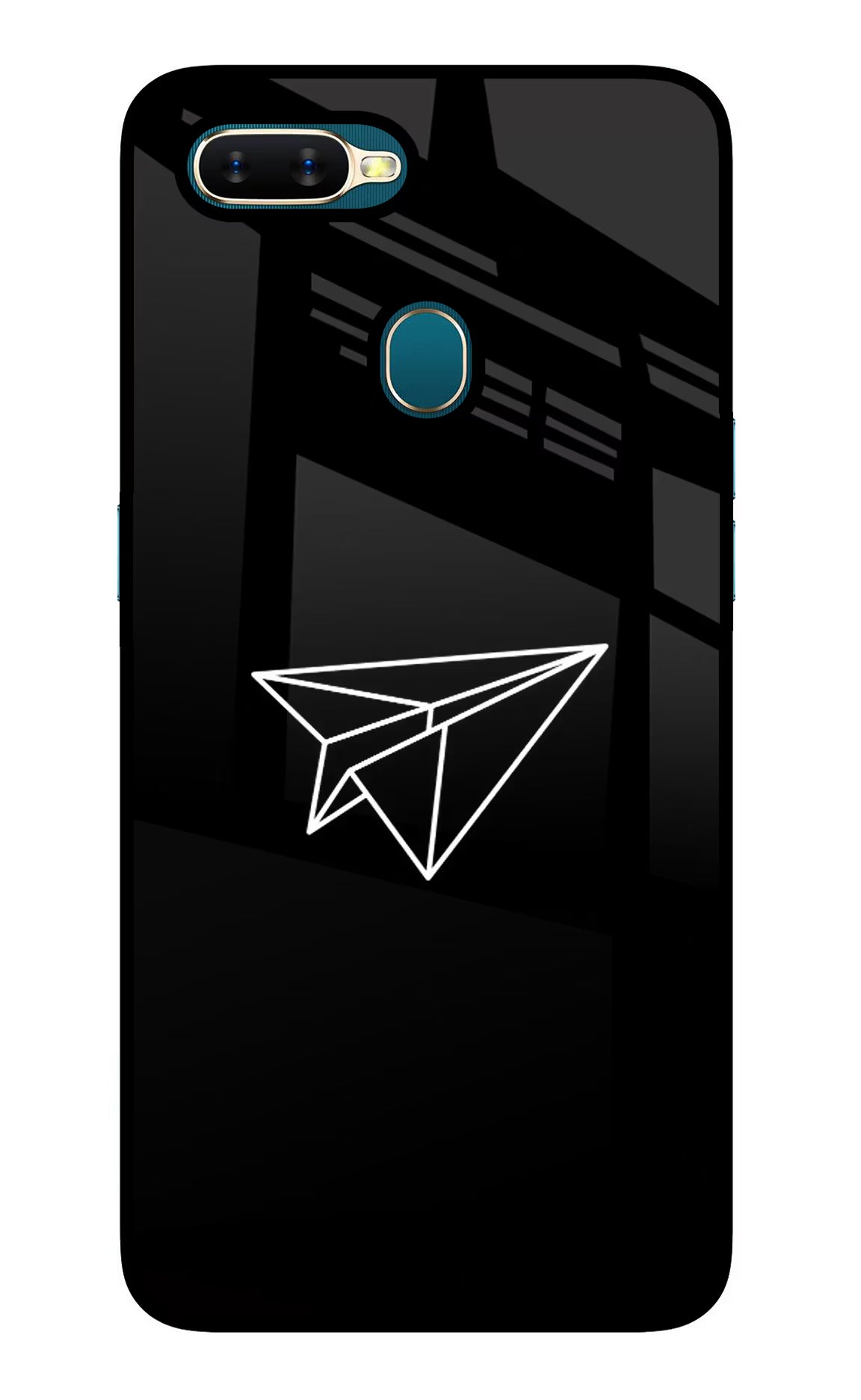 Paper Plane White Oppo A7/A5s/A12 Glass Case Back Cover by Casekaro