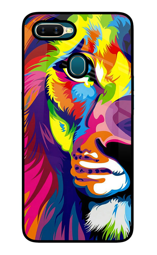 Lion Half Face Oppo A7/A5s/A12 Glass Case