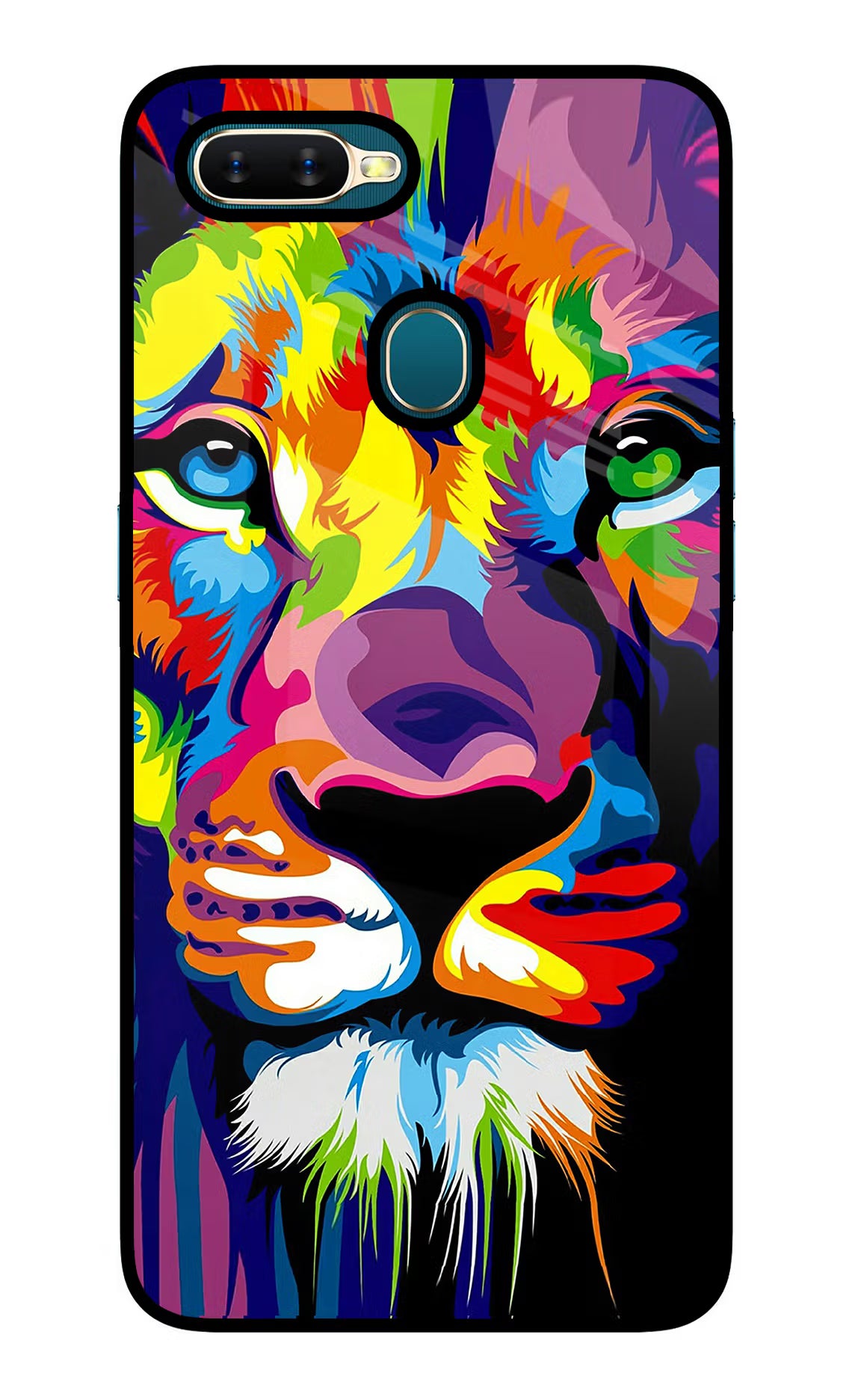 Lion Oppo A7/A5s/A12 Glass Case Back Cover by Casekaro