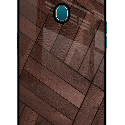 Wooden Texture Design Oppo A7/A5s/A12 Glass Case Back Cover by Casekaro