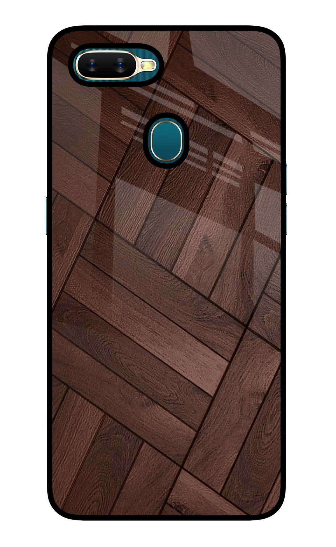 Wooden Texture Design Oppo A7/A5s/A12 Glass Case Back Cover by Casekaro