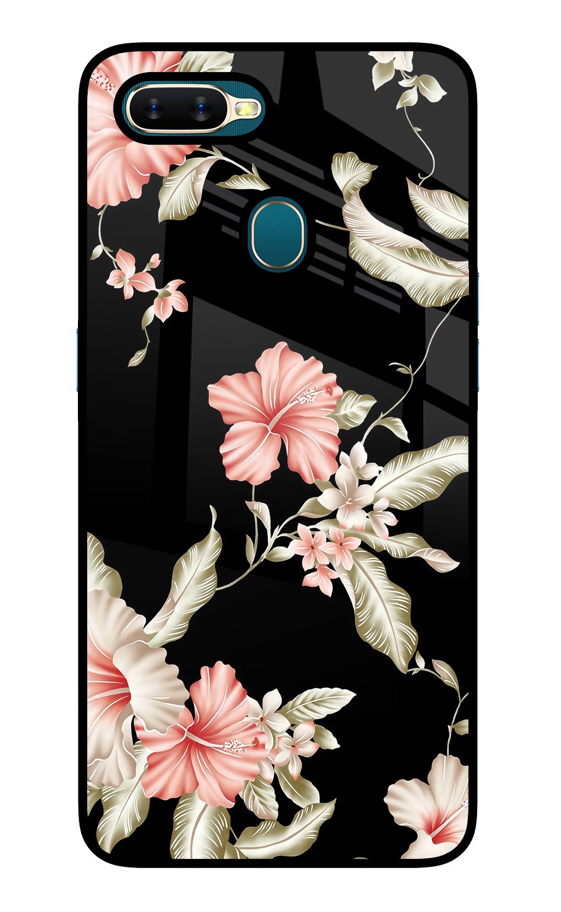 Flowers Oppo A7/A5s/A12 Glass Case Back Cover by Casekaro