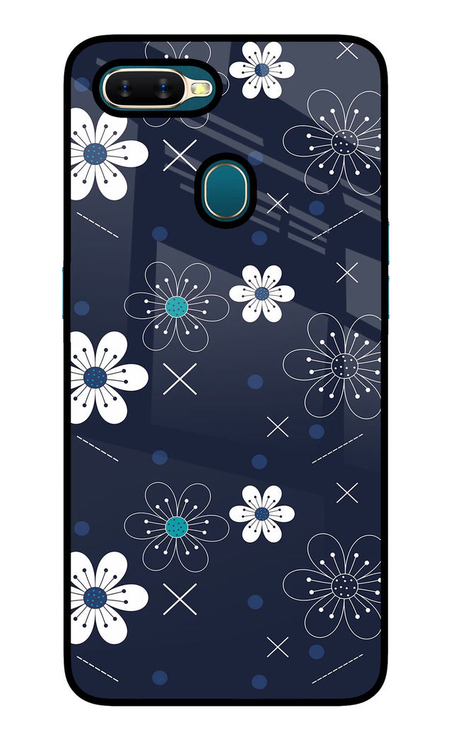 Flowers Oppo A7/A5s/A12 Glass Case Back Cover by Casekaro