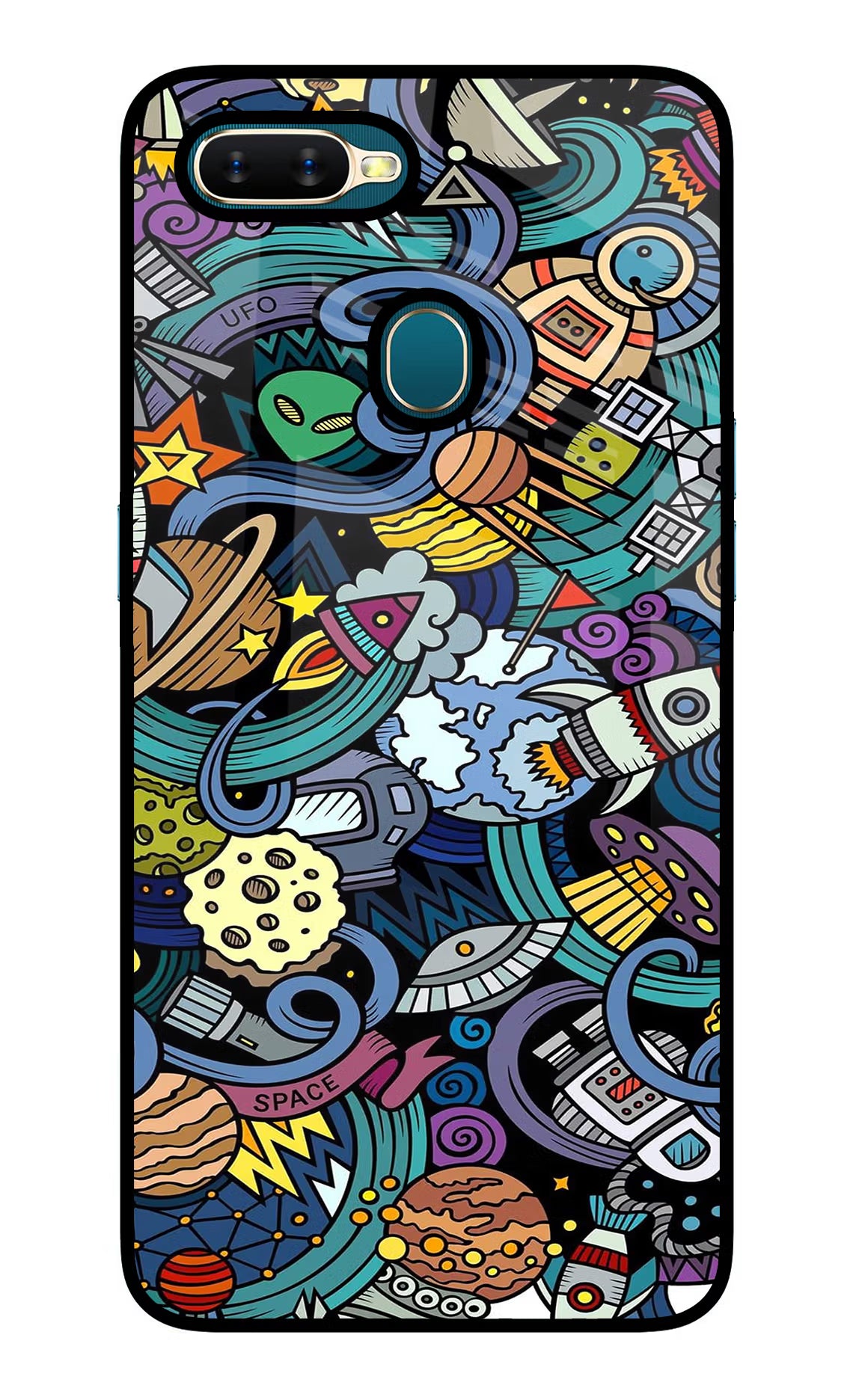 Space Abstract Oppo A7/A5s/A12 Glass Case