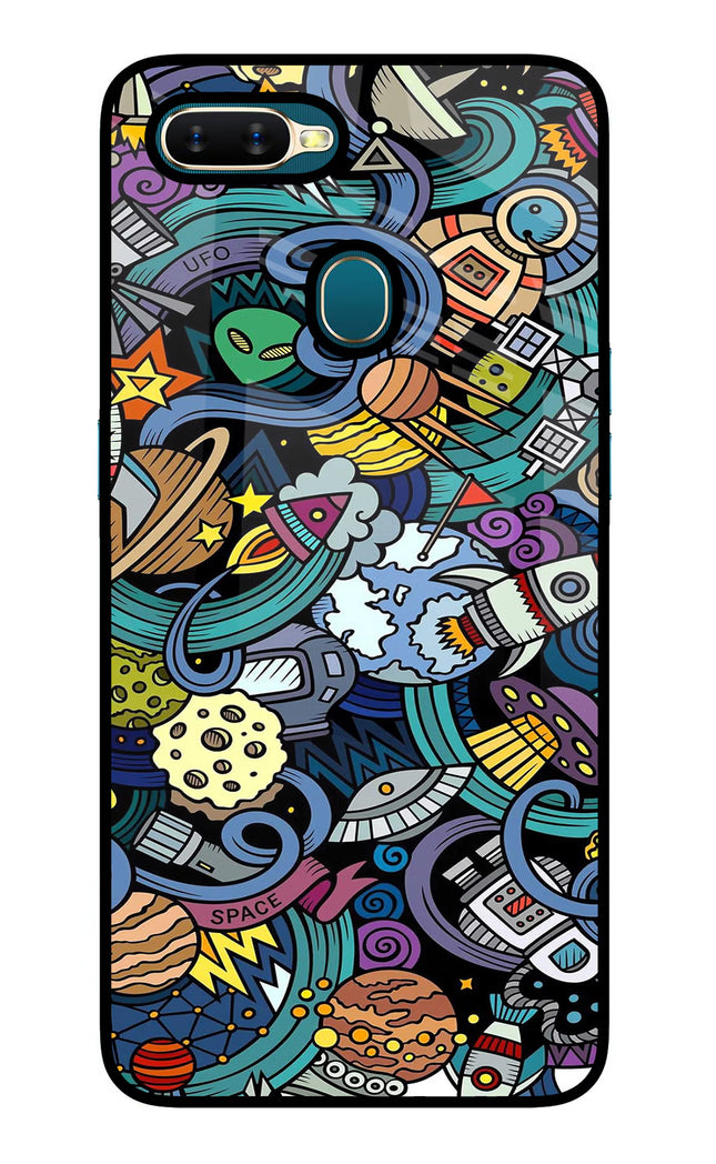 Space Abstract Oppo A7/A5s/A12 Glass Case Back Cover by Casekaro