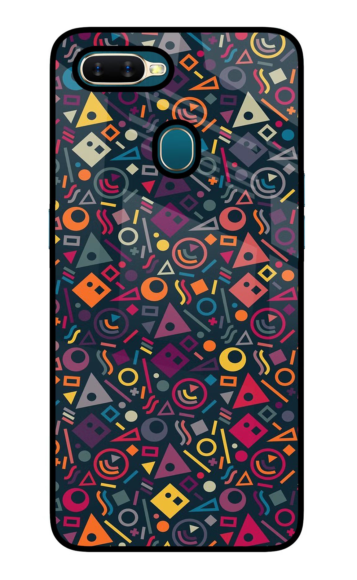 Geometric Abstract Oppo A7/A5s/A12 Glass Case Back Cover by Casekaro