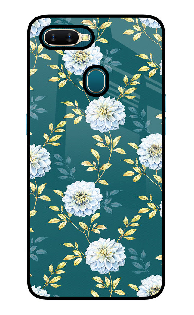 Flowers Oppo A7/A5s/A12 Glass Case Back Cover by Casekaro