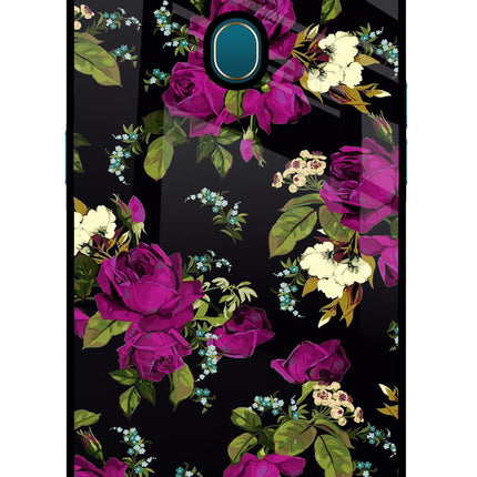 Flowers Oppo A7/A5s/A12 Glass Case Back Cover by Casekaro