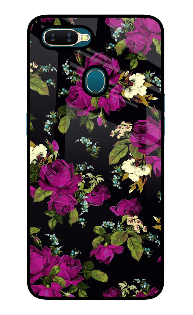 Flowers Oppo A7/A5s/A12 Glass Case Back Cover by Casekaro