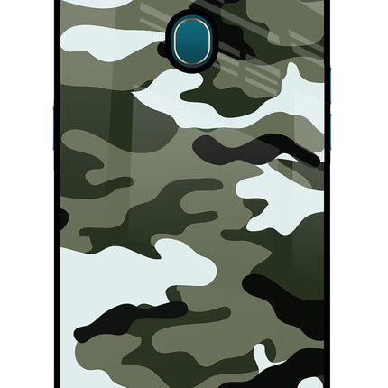 Camouflage Oppo A7/A5s/A12 Glass Case Back Cover by Casekaro