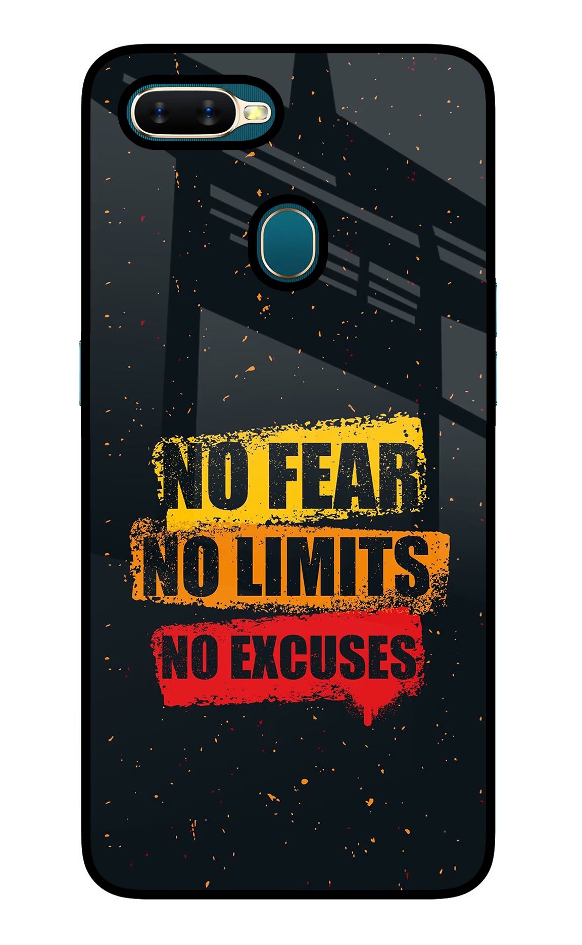 No Fear No Limits No Excuse Oppo A7/A5s/A12 Glass Case Back Cover by Casekaro