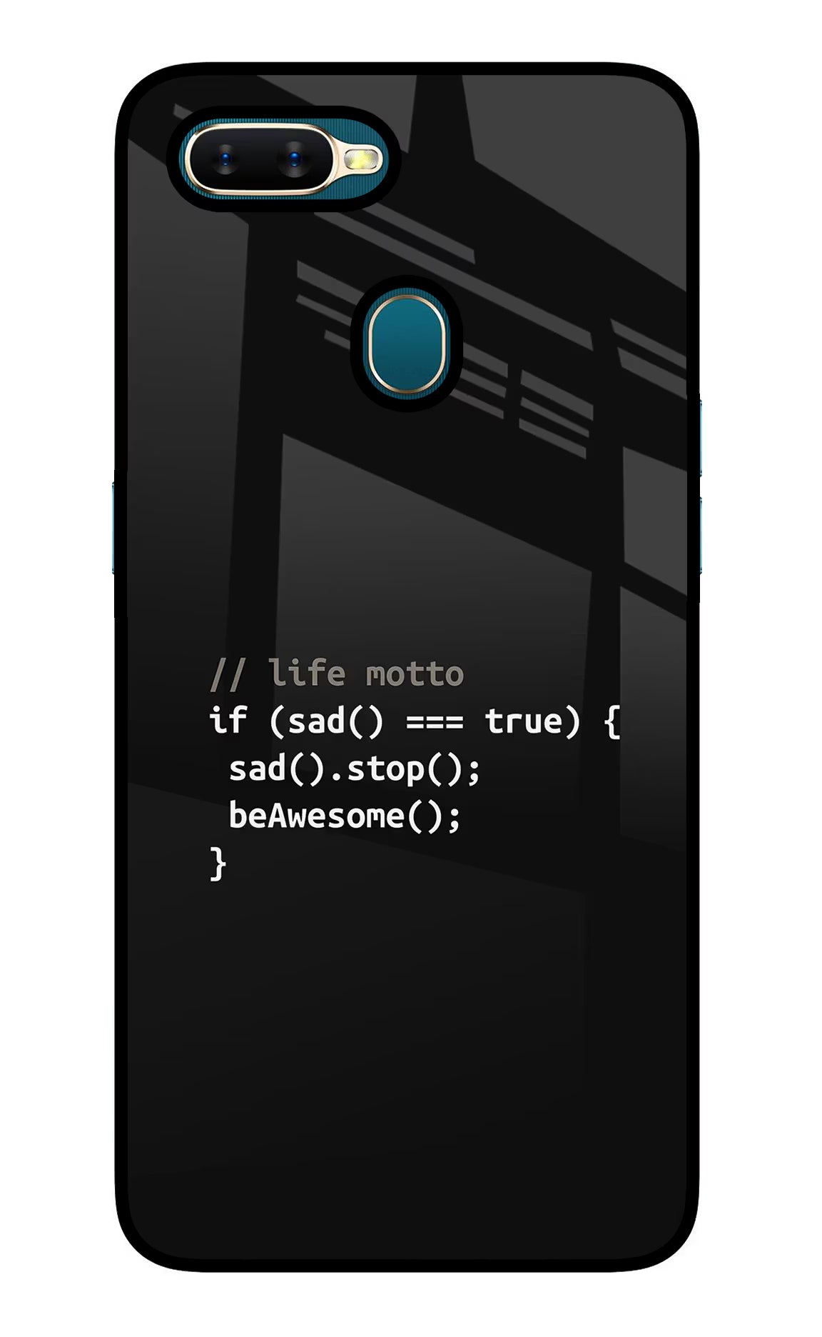 Life Motto Code Oppo A7/A5s/A12 Glass Case Back Cover by Casekaro