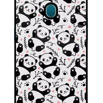Cute Panda Oppo A7/A5s/A12 Glass Case Back Cover by Casekaro