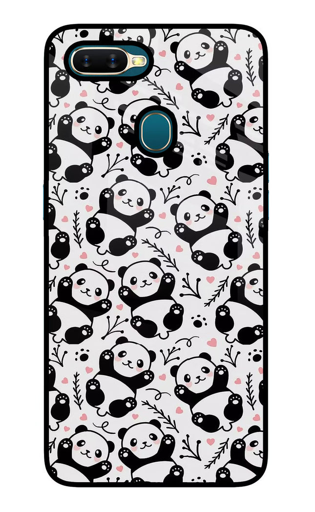 Cute Panda Oppo A7/A5s/A12 Glass Case Back Cover by Casekaro