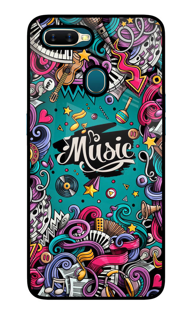 Music Graffiti Oppo A7/A5s/A12 Glass Case Back Cover by Casekaro