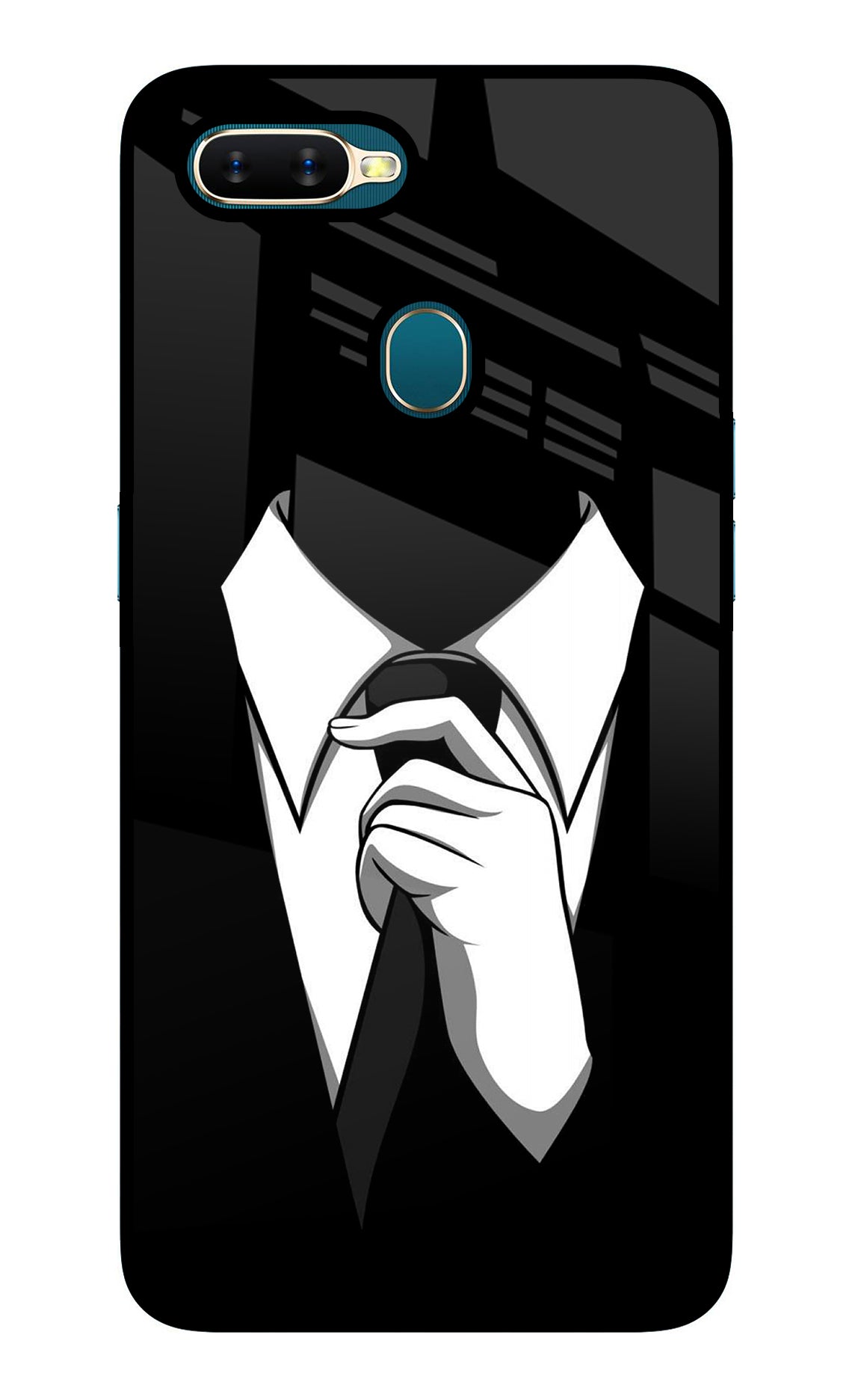 Black Tie Oppo A7/A5s/A12 Glass Case