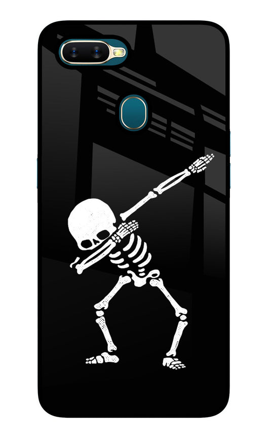 Dabbing Skeleton Art Oppo A7/A5s/A12 Glass Case