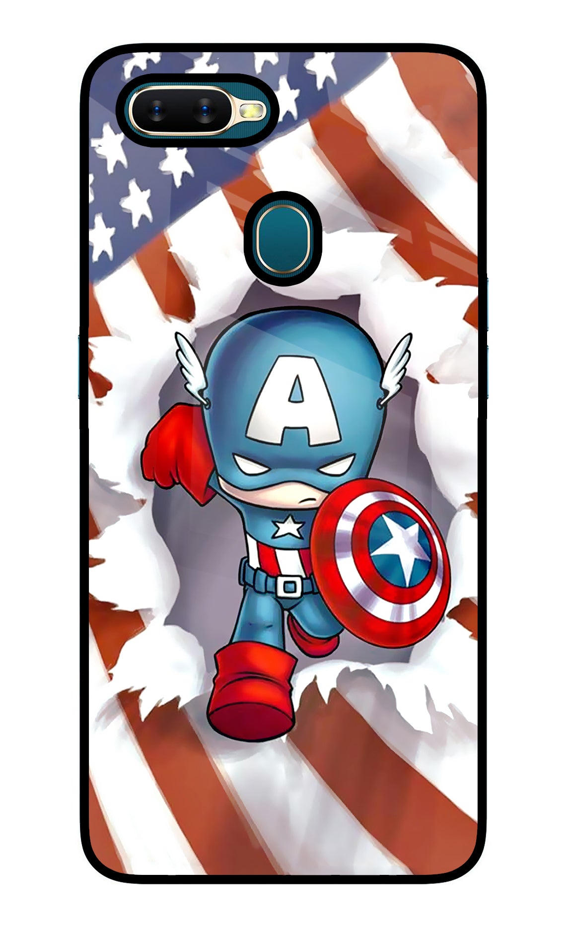 Captain America Oppo A7/A5s/A12 Glass Case