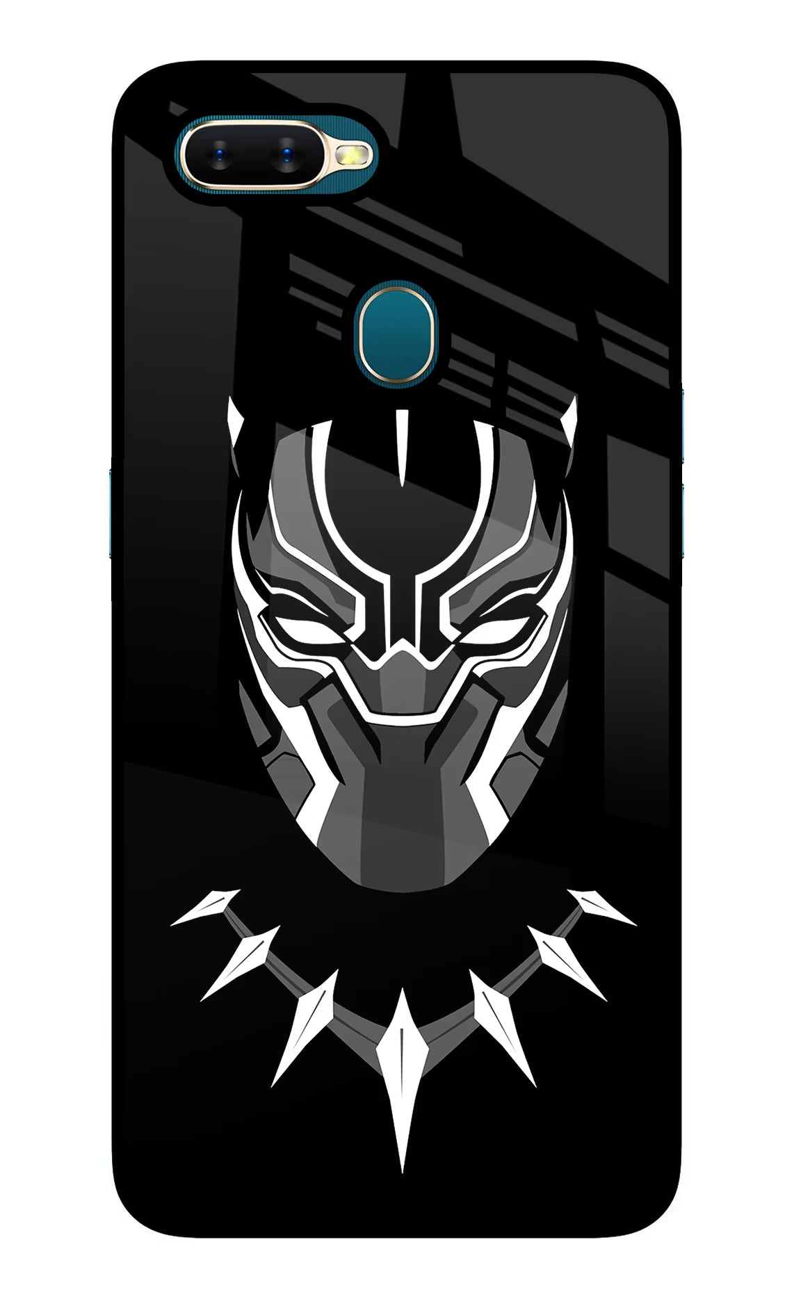 Black Panther Oppo A7/A5s/A12 Glass Case Back Cover by Casekaro