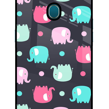 Elephants Oppo A7/A5s/A12 Glass Case Back Cover by Casekaro